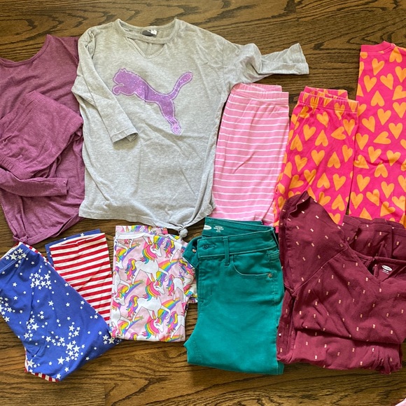 Girls Lot of Clothes Jumper Jeans PJs and Top Shorts 10/12 - Picture 1 of 8